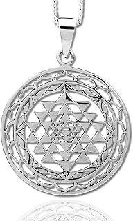 Sri Yantra, Shri Yantra, Shri Chakra Pendant Necklace, Personalised, Solid 925 Sterling Silver, Man, Woman, Friend, Father, Mum, Christmas Gift, Birthday - KimnKim E7-2