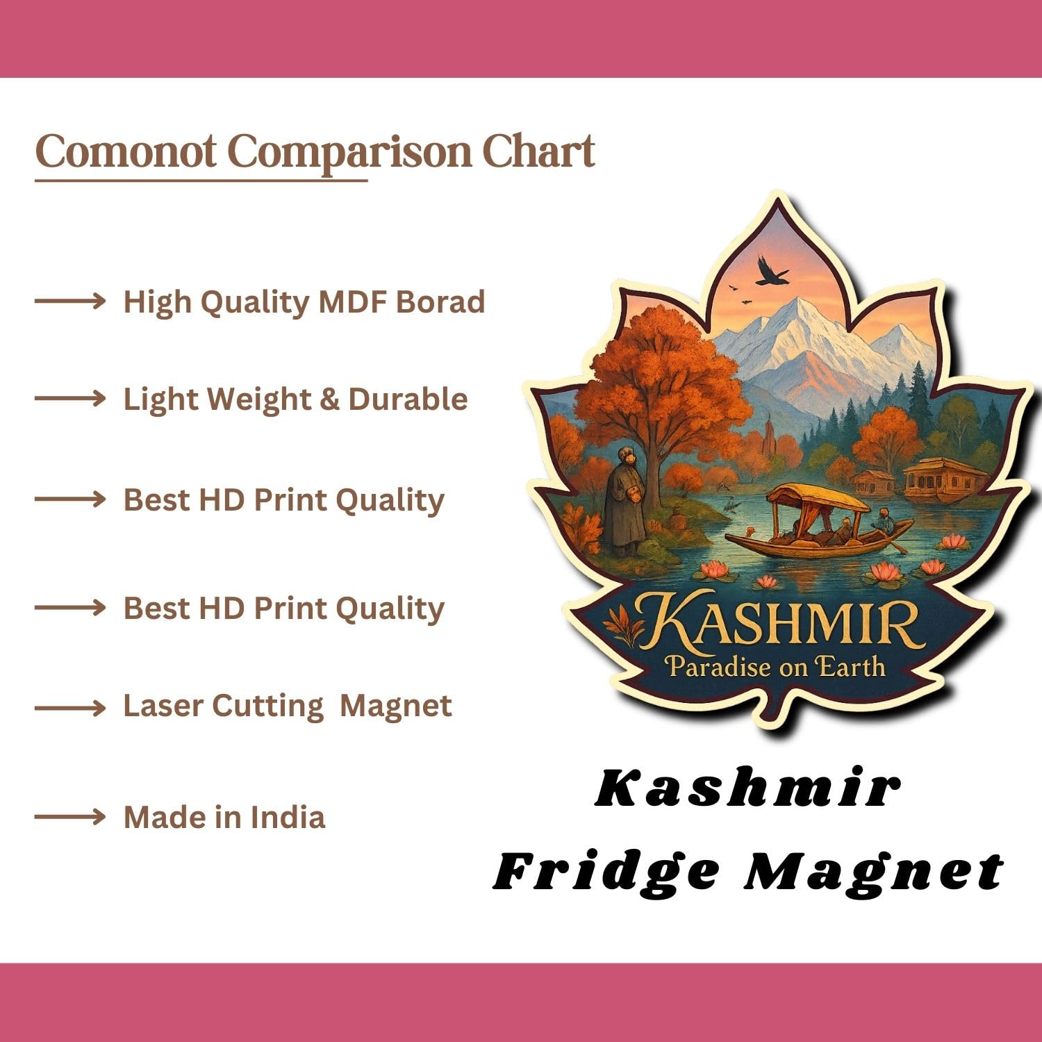 Kashmir Fridge Magnet - Stunning India Art -5 Kashmir Fridge Magnet - Stunning India Art -5