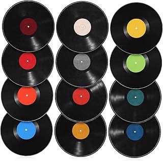 STOBOK 12 Pcs Vinyl Records Home Decor PVC Disco Party Decorations Records Ornament Records for Wall Aesthetic Disco Decoration Records Aesthetic Wall Decor Removable Sticker