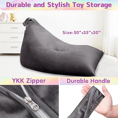 Miniatura 31 de Jorbest Almacenamiento de animales de peluche, almacenamiento de puf de peluche de fútbol, funda para silla de puf de fútbol para niños, asiento de