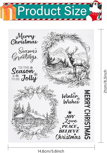 Miniatura 10 de GLOBLELAND Sellos transparentes transparentes para postales de Navidad, fondo de texto retro, láminas de sello de relieve de pájaros, sellos