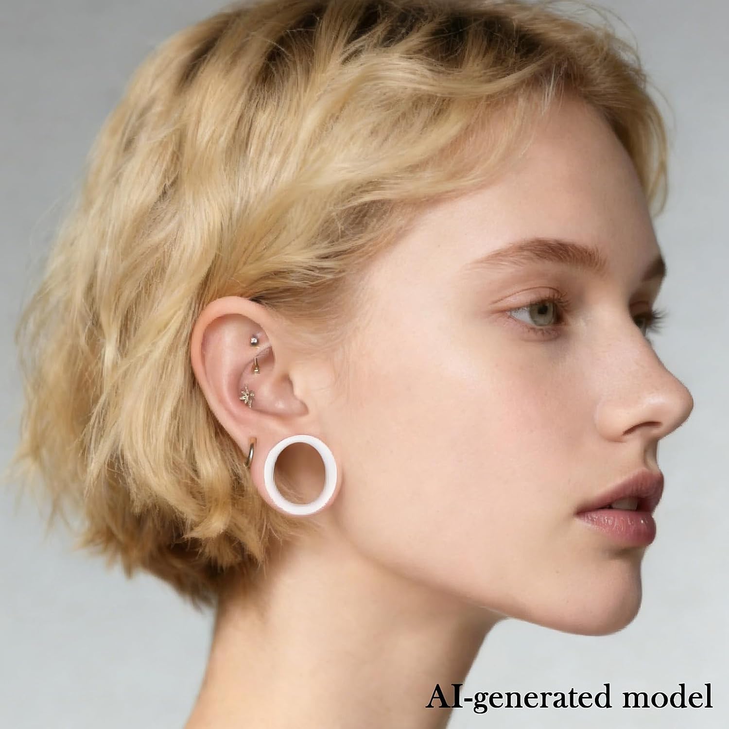 6G-50mm Extra Soft Silicone Gauges for Ears Flexible Ear Skin Tunnels Plugs Expanders Gauges Hollow Gauges Body Piercing for Women Men Black White Clear Flesh Skin 1 Pairs