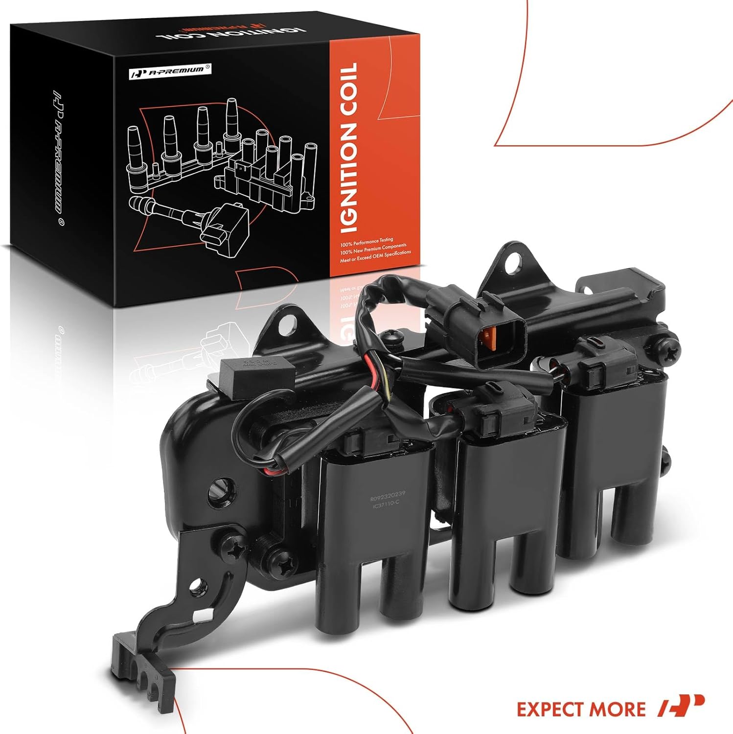 A-Premium Ignition Coil Compatible with Hyundai Santa Fe V6 2.7L 2001-2006, Tiburon V6 2.7L 2003-2008