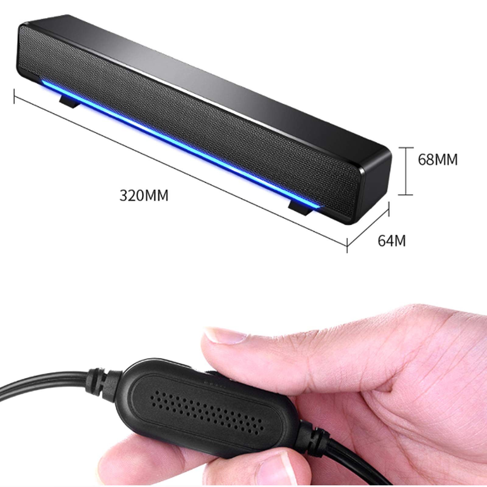 Sound Bar Przewodowy Bezprzewodowy dźwięk przestrzenny 3D Soundbar 2.0 Kanał, Głośnik audio Bluetooth do telewizora, Złącze HDMI ARC/Optyczne/Aux/USB Głośnik Bluetooth, Czarny The New