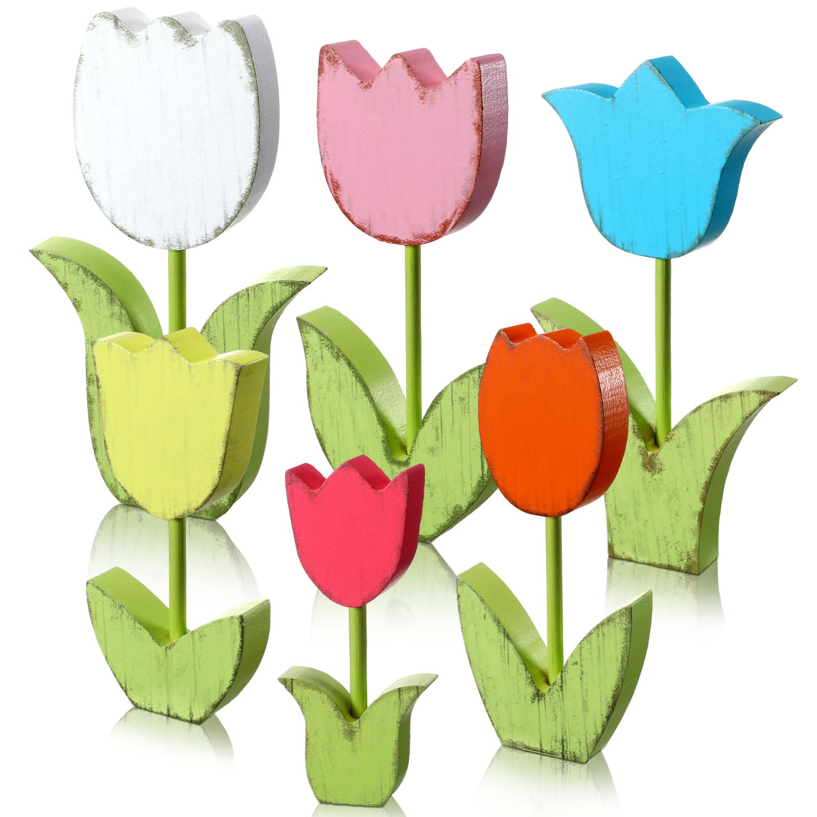 Amazon.com: Kigley 6 Pcs Retro Spring Tulips Wood Signs Rustic