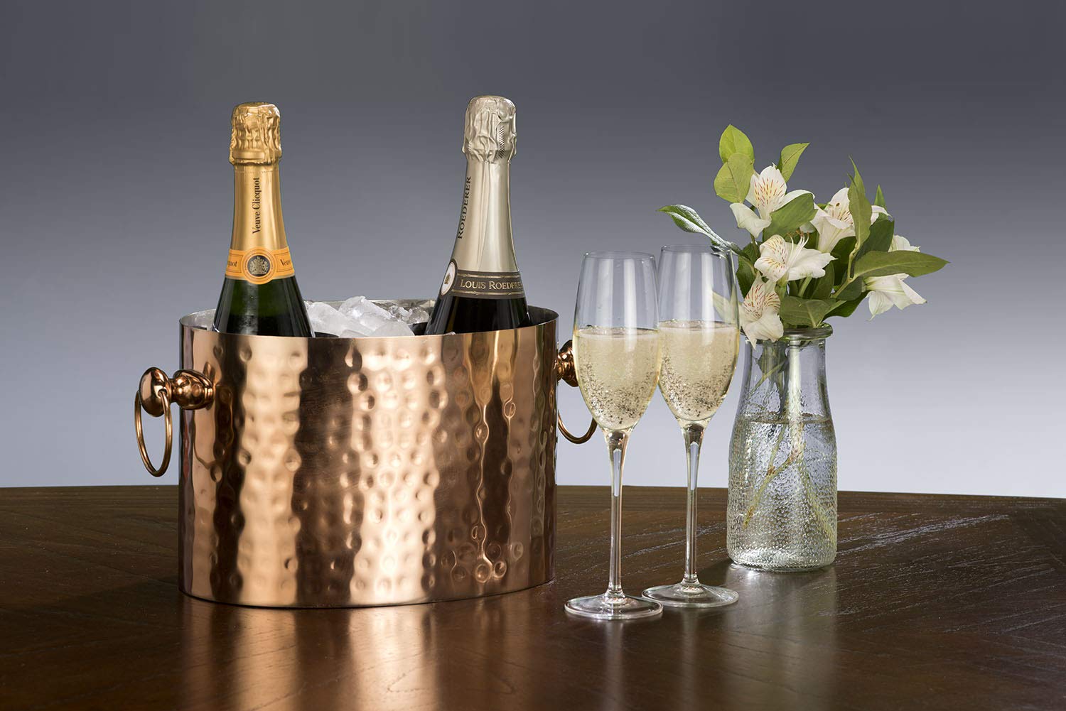 Chic Chill 2-Bottle Wine Chiller Ice Bucket | Keeps Wine & Champagne Bottles Cold Without Touching Ice | Handcrafted Artisan Design | Patented Technology | Copper