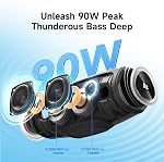 TAZATA Portable Loud Bluetooth Speaker, 60W Large Subwoofer Wireless Bluetooth 5.3 with Powerbank USB Charge Out,Waterproof IPX7,Rugged Outdoor Boombox for Party,Beach,Golf Life,Pool, Shower,Bike Use | Dass, BT5.3, IPX7 Waterproof, Floatable, RGB Lig