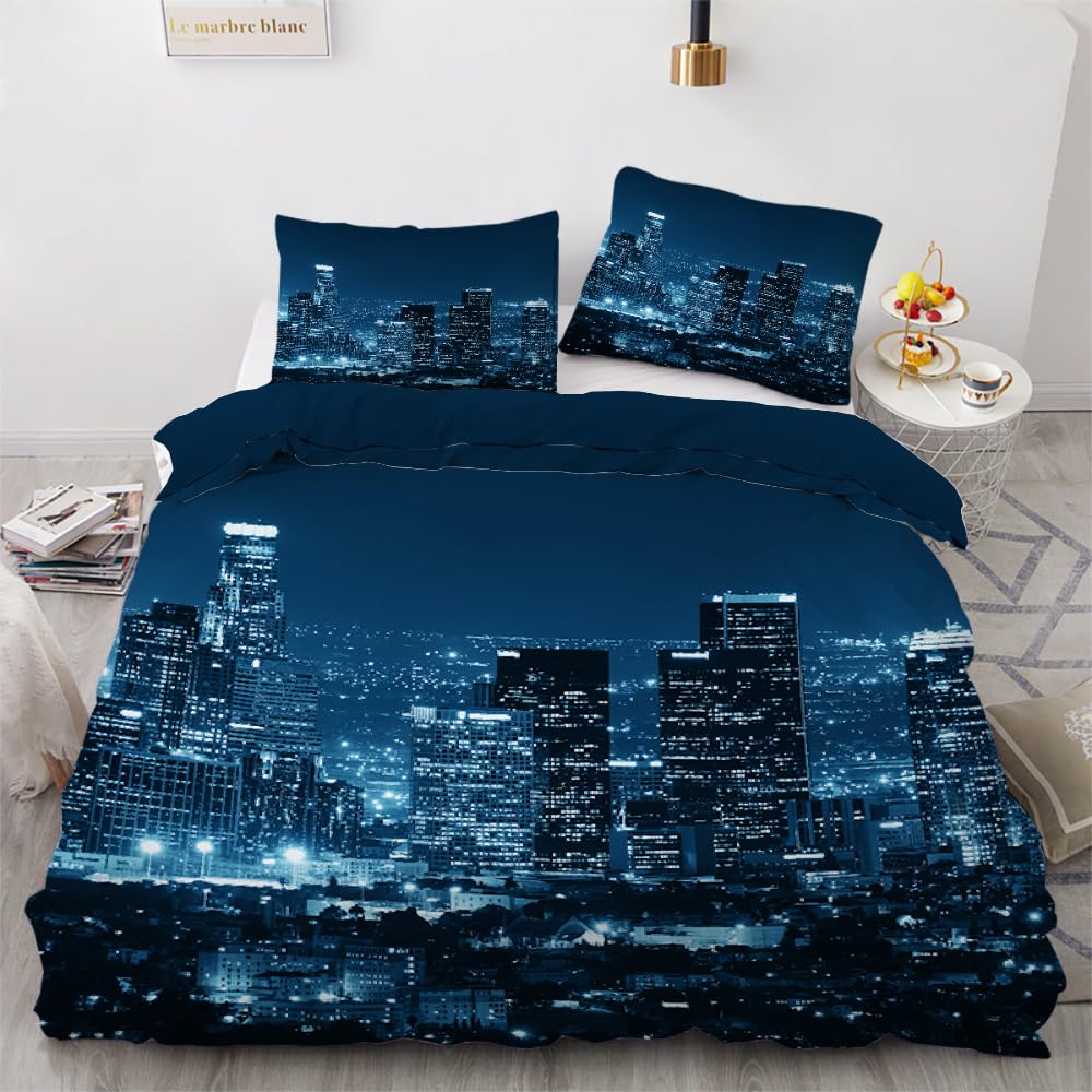 MARBRE 3D New York Super King Duvet Cover Set 220x260cm 3 piece Soft Microfiber Reversible Bedding Set New York Comforter Cover with Zipper Closure Quilt Cover with 2 Pillowcase 50x75cm（Image 17-9）