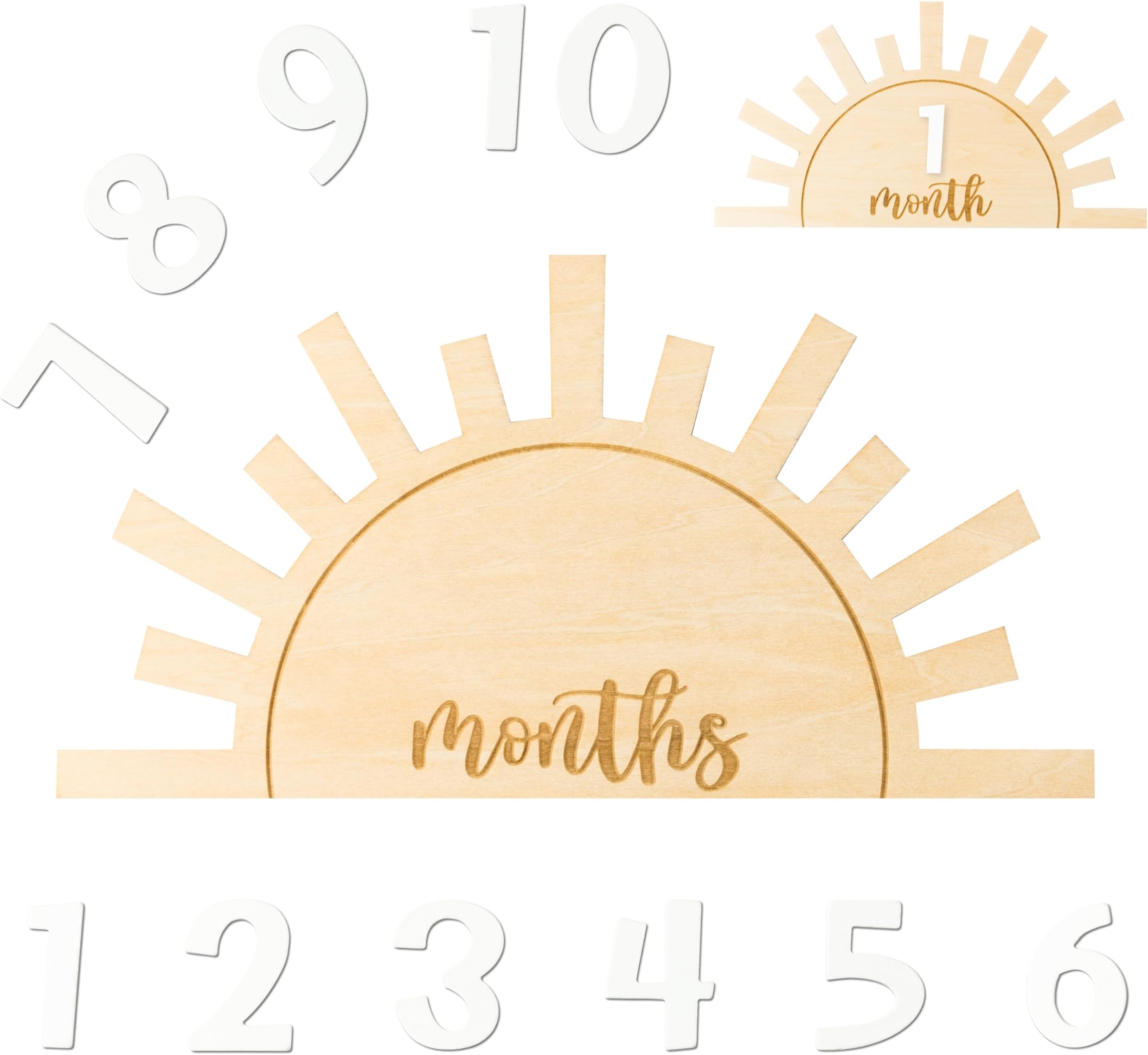 R HORSE Baby Monthly Milestone Card, Double Sided Boho Sun Wooden Monthly Milestone Discs with Number Cards, Newborn Months Signs Announcement Baby Shower Photography Props Gifts for Boy Girl
