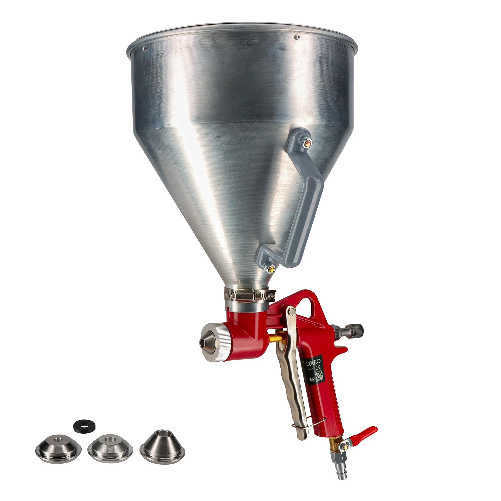 Pistolet à crépir pneumatique godet metal 4,5l + 3 buses - Crépi intérieur et extérieur enduit de finition