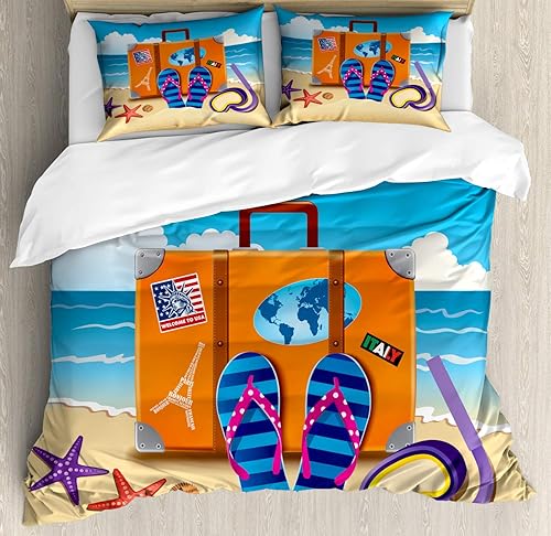 Miniatura 193 de Ambesonne Juego de funda de edredón color menta, líneas onduladas horizontales a rayas blancas abstractas de tonos suaves, exhibición de arte