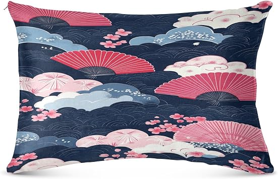 Fan Cloud Indigo Pillowcase for Hair and Skin Body Plush Pillow Case Queen Size 20"X 30" Bedding Pillowcases with Zipper for Women