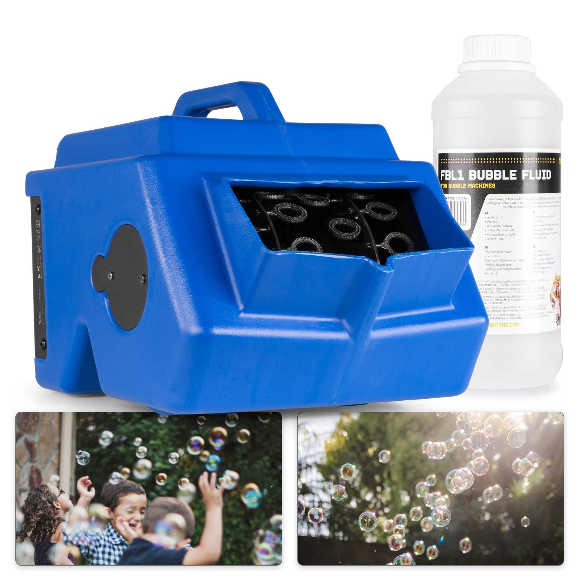 BeamZ B1500 Seifenblasenmaschine mit 1L Flüssigkeit, Hochzeit Seifenblasen Maschine Groß, 2 L Tank, Fernbedienung, 15.000 Bubbles p/M, 25 Watt, Bubble Machine, Seifenblasenmaschine Kinder Machine