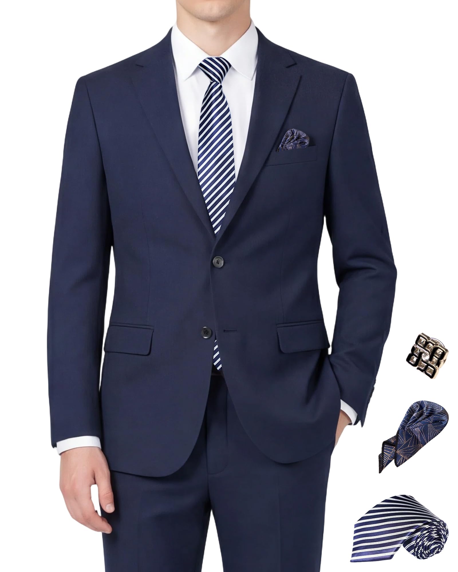 Men’s Slim Fit 2 Piece Suit Set Stretch Machine Washable
