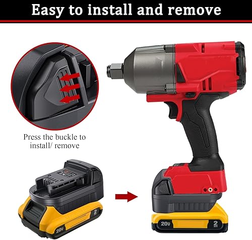 Miniatura 3 de LONG FIT Repuesto para adaptador de batería Dewalt de 20 V a Milwaukee de 18 V, convierte para baterías de litio DeWalt de 18 V-20 V a Milwaukee M18