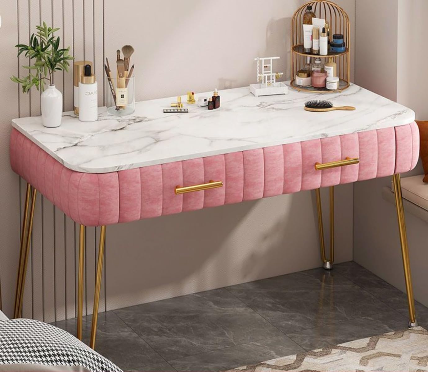 値下げ！ 長い瓶も収納 可マホガニー 三面鏡 ドレッサーデスク ロココ