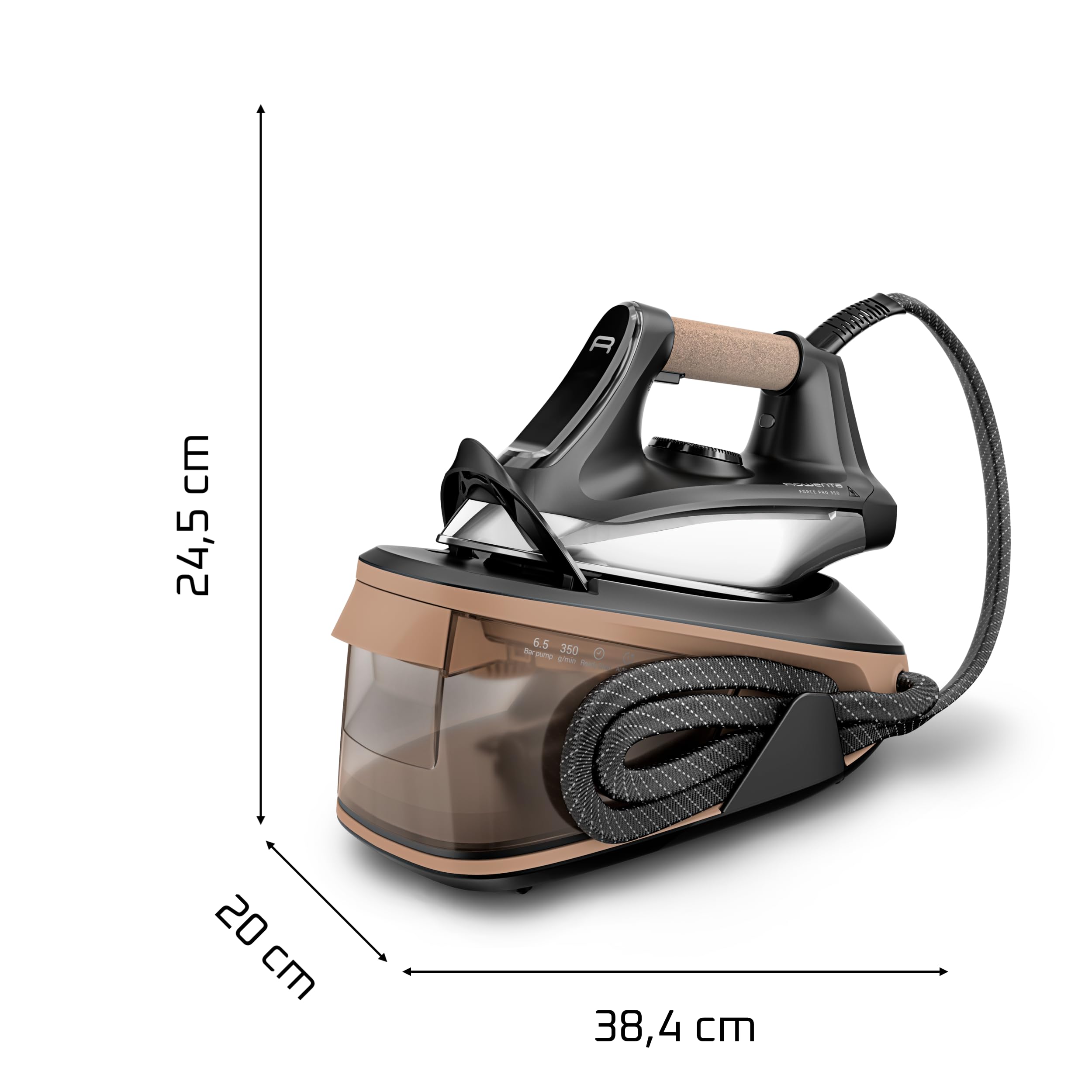 Rowenta Force Pro 350 Ferro con Generatore di Vapore, Stiratura Rapida ed Efficiente, 2400W, Erogazione di Vapore a 120 g/min, 6.5 bar, VR7442F0