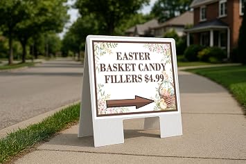Easter Basket Candy Fillers $4.99 Easter Spring Vintage Chicks Eggs Basket Brown Directional Arrows A-Frame Double Sided 23x23 in. sign