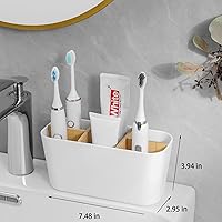 Vista 2 de Portacepillos de dientes para baños, soporte para cepillos de dientes de bambú con 5 ranuras, organizador de tocador de baño, encimera para cepillos