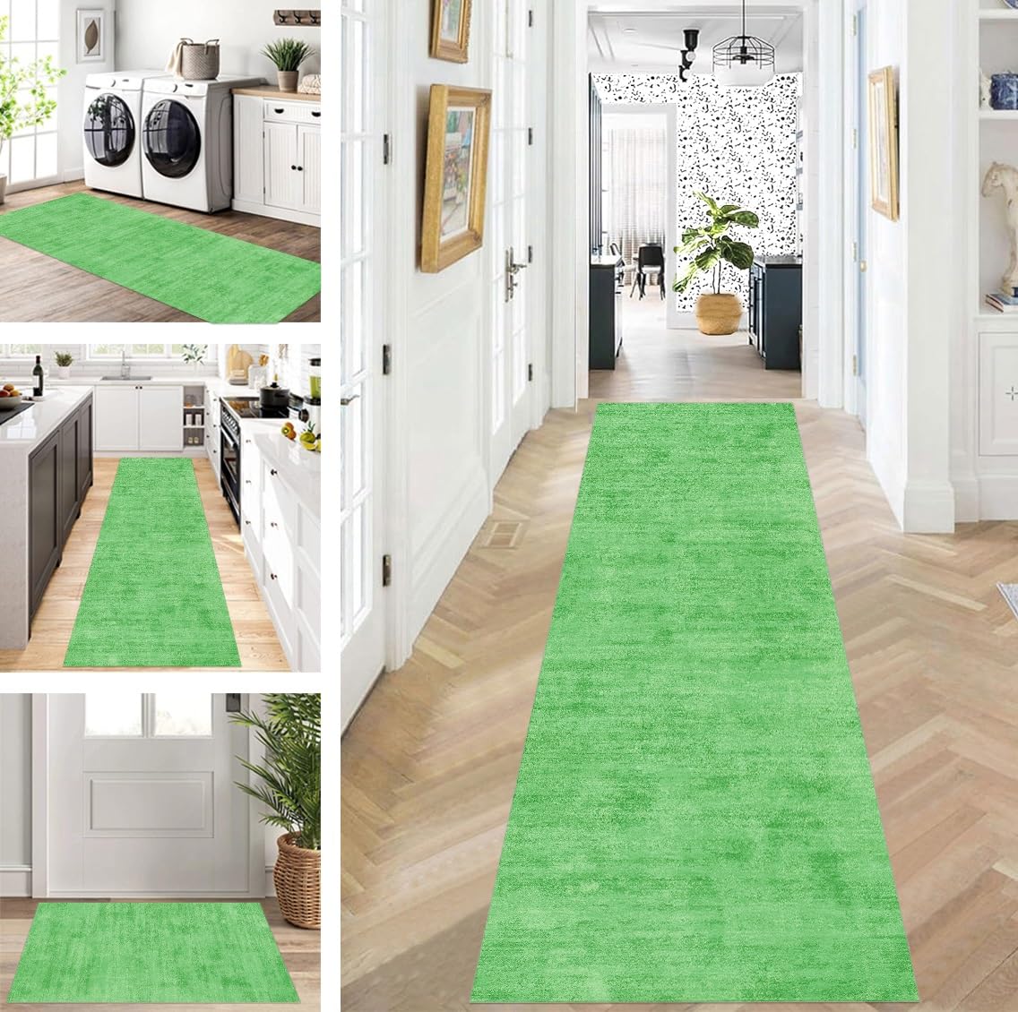Läufer Flur Küche Waschbar rutschfest 120X400cm Lang Grün Küchenteppich Flurteppich Teppich Fur Korridor Wohnzimmer Schlafzimmer Meterware Anpassbar