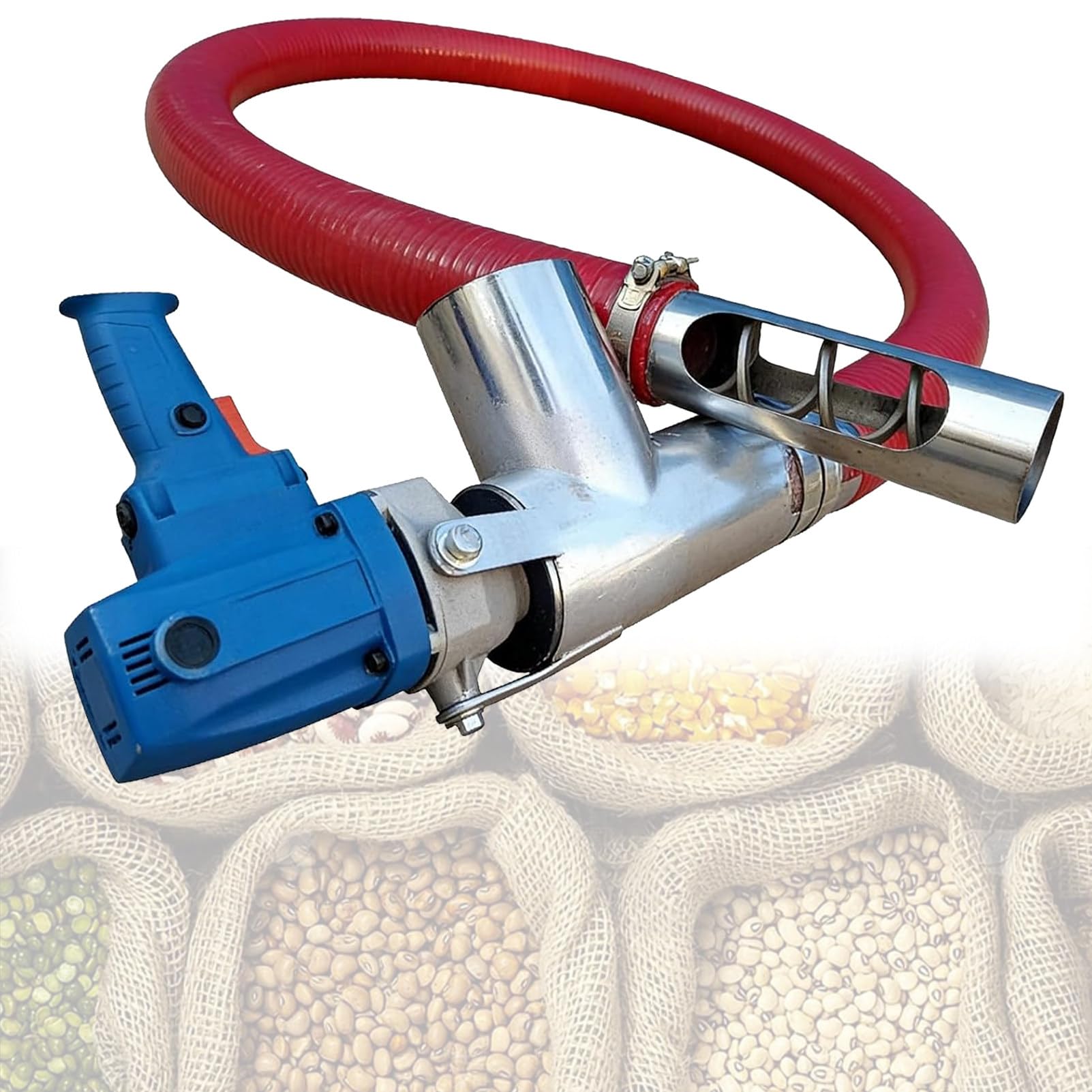 Coclea per Cereali Ad Alta Resistenza, Aspiratore Portatile da 1500 W, Trasportatore A Coclea Industriale per La Pulizia di Cereali, Cemento, Sabbia E Polvere 2m/79inHose
