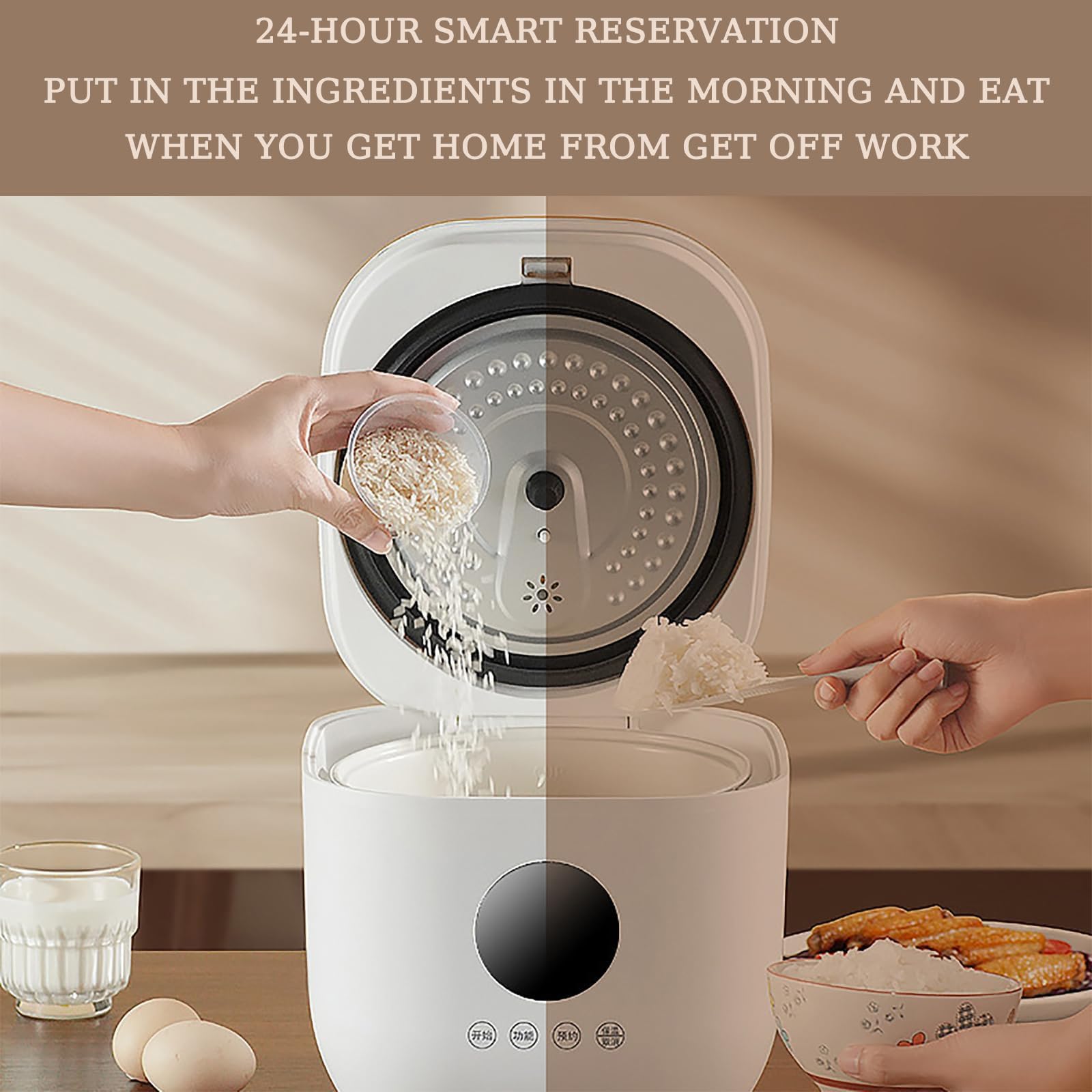 Cuideur à Riz à Faible teneur en Sucre, cuiseur à Riz Portable 3L, 5 Modes de Cuisson, Rendez-Vous Intelligent 24h / 24, glaçure en céramique antiadhésive, cuiseur à Riz électrique Amovible