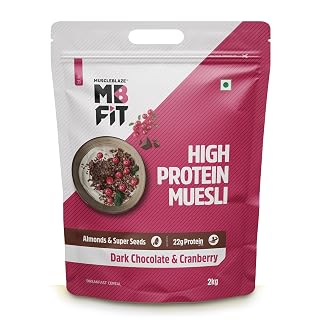 MuscleBlaze Fit High Protein Muesli, Dark Chocolate & Cranberry, 2kg