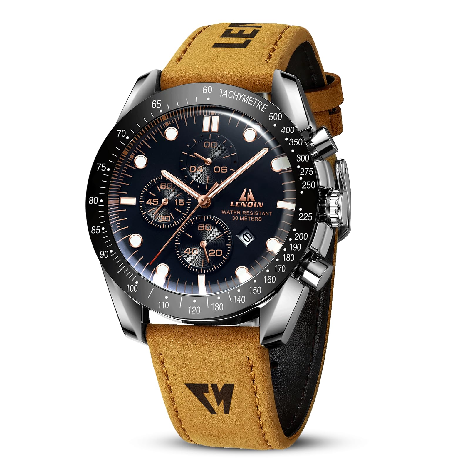 LN LENQIN Reloj Hombre Relojes Cuarzo Analógicos para Hombres Relojes Pulsera para Hombres Resistentes Al Agua hasta 30m Relojes Negocios Moda con Visualización De Fecha Reloj De Cuero