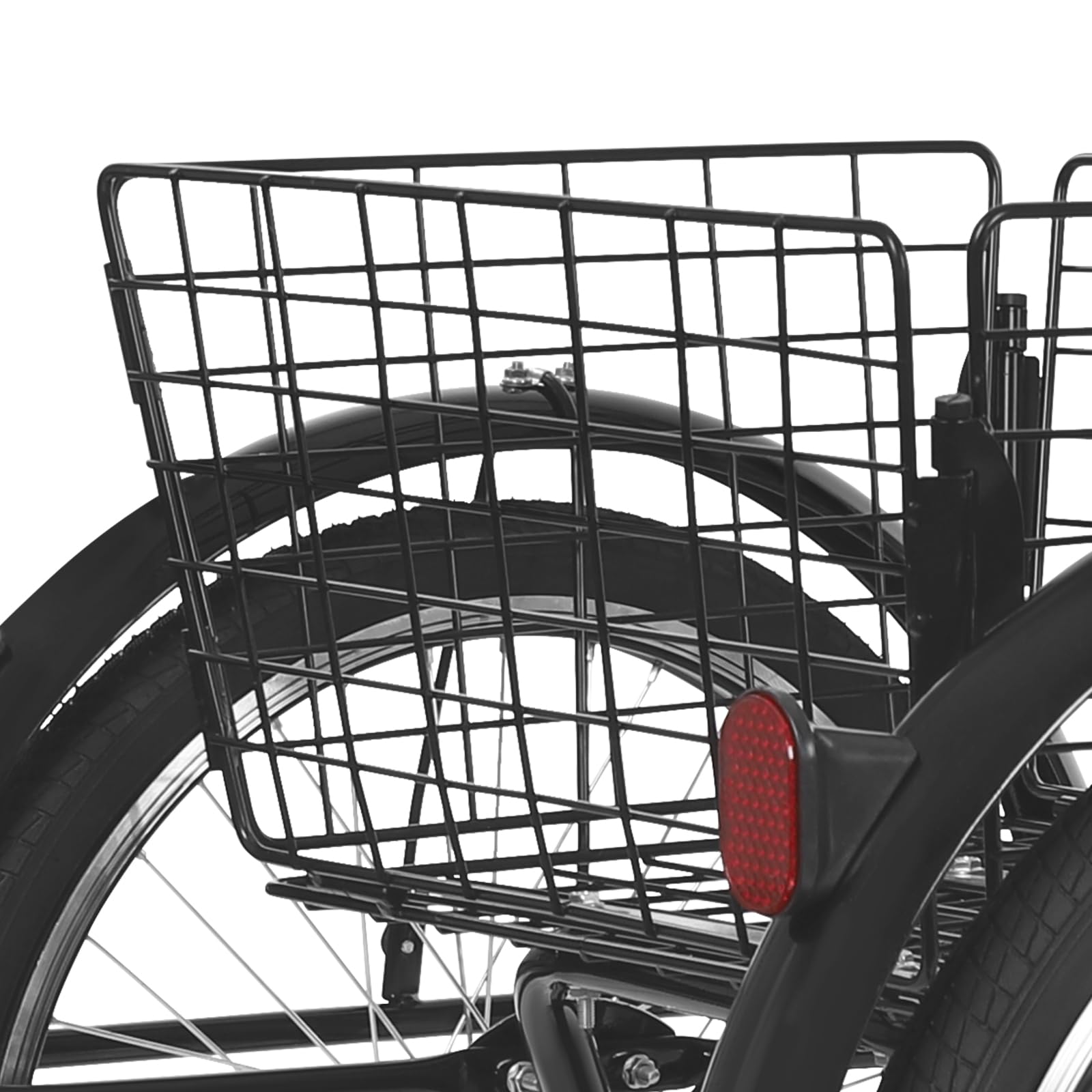 Dreirad für Erwachsene 20 Zoll 3 Rad Fahrrad mit Einkaufskorb Erwachsenendreirad bis 264.55lb Belastbar Dreirad höhenverstellbar Tricycle Fahrrad Cruiser Bikes für Senioren, Schwarz
