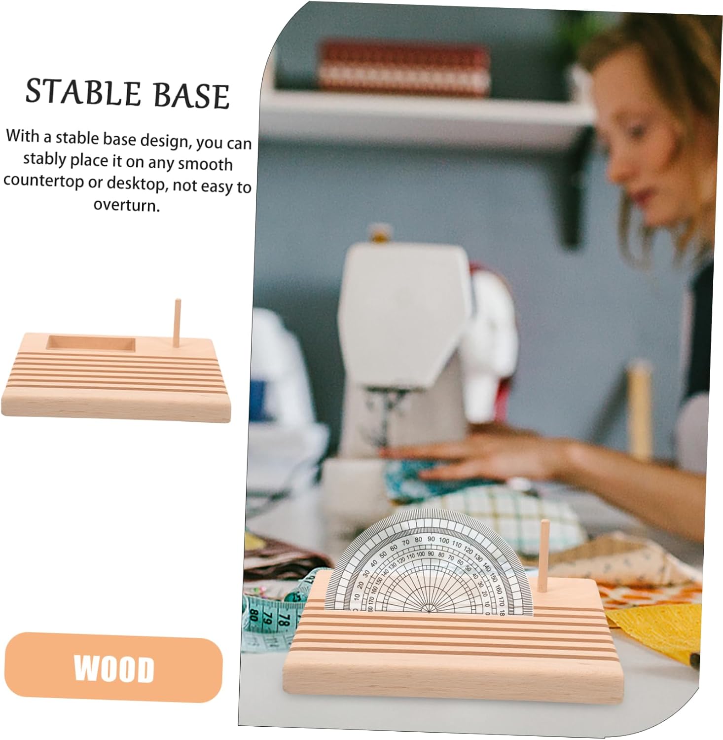 Generic Wooden Quilting Ruler Holder for Sewing Thread Storage Rack Sturdy Beech Wood Design Wall-Mountable Spool Organizer for Quilters
