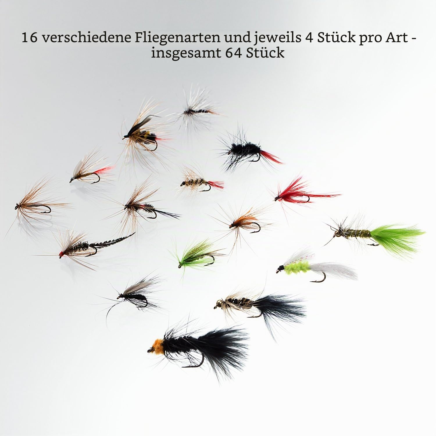 Bassdash Fliegenfischen Fliegen Set Forellenbarschangeln mit Fliegenbox, 36/64/72/76/80 / 96Stk. Mit Trockenfliegen/Nassfliegen, Nymphen, Streamers, Popper