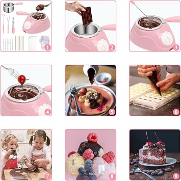Melting Fondue Set,MINI Electric Chocolate Melting Pot,Cheese Fondue Pot,Chocolate Fondue Fountain,Warmer Machine for Milk Chocolate,Cheese,Butter,Candy