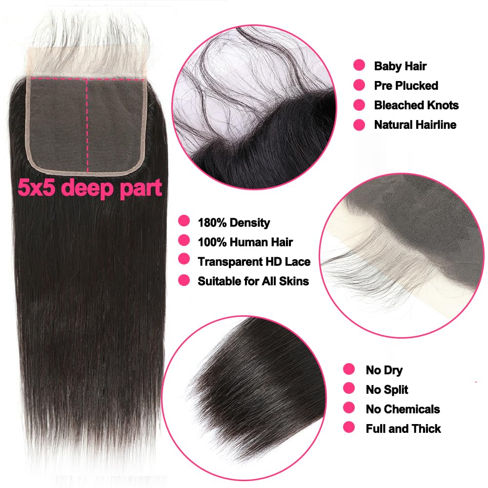 12A Straight Human Hair Bundles, 100% Unprocessed Brazilian Virgin Hair