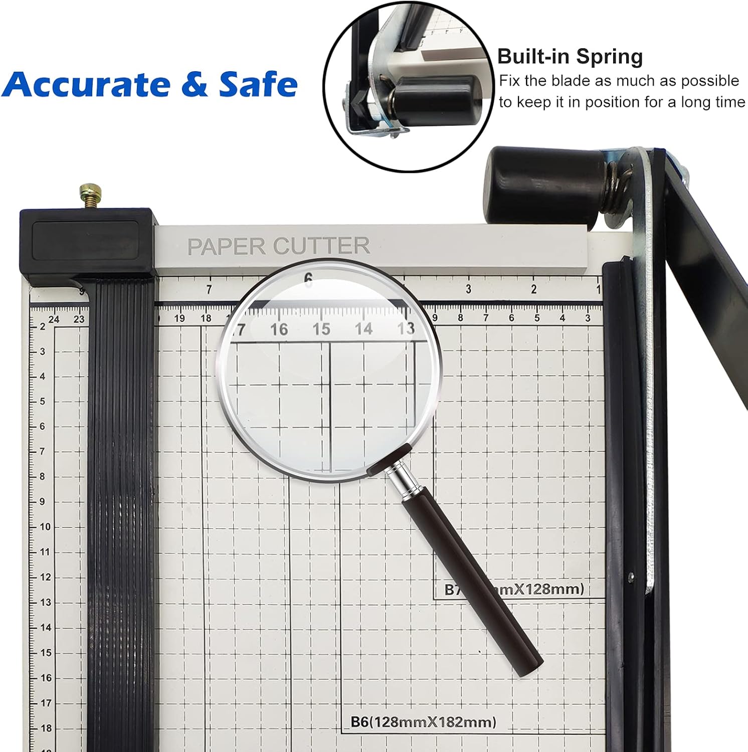 12 inch Paper Trimmer Guillotine Heavy Duty Cutter with Automatic Safeguard A4-B7 Gridded Board for Craft, Label, Photo at Home Office (Ivory White, 12 inch) : Office Products