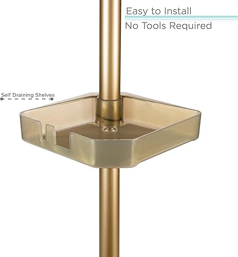 Miniatura 4 de Bath Bliss Organizador de ducha esquinero de tensión de 4 niveles Estantes Ajustable 48"-101" Organizador de baño Bañera y cabina de ducha