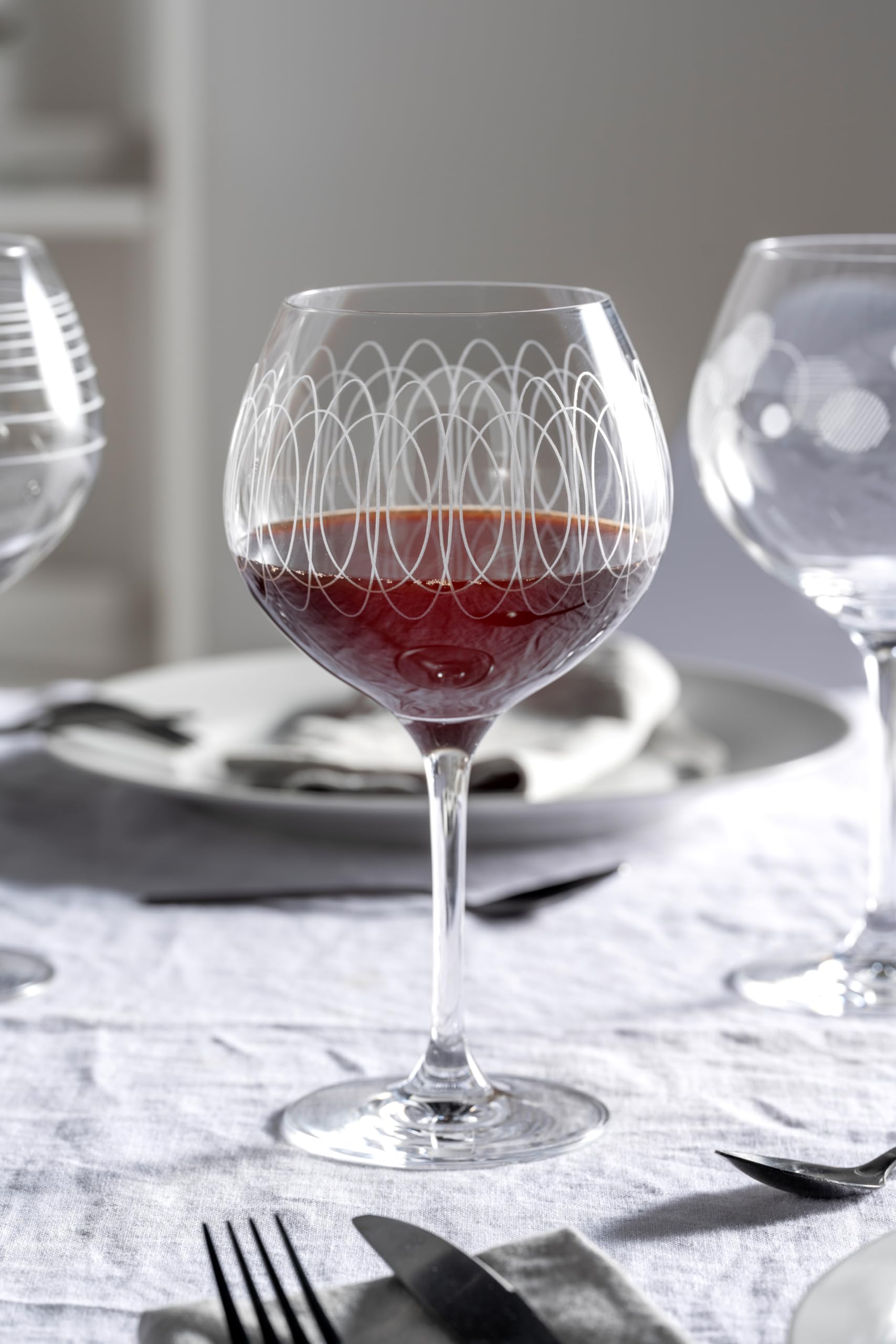 Leonardo Casella 061800 Lot de 6 verres à vin rouge, calices à bourgogne avec motifs, passent au lave-vaisselle, résistant aux chocs, 630 ml