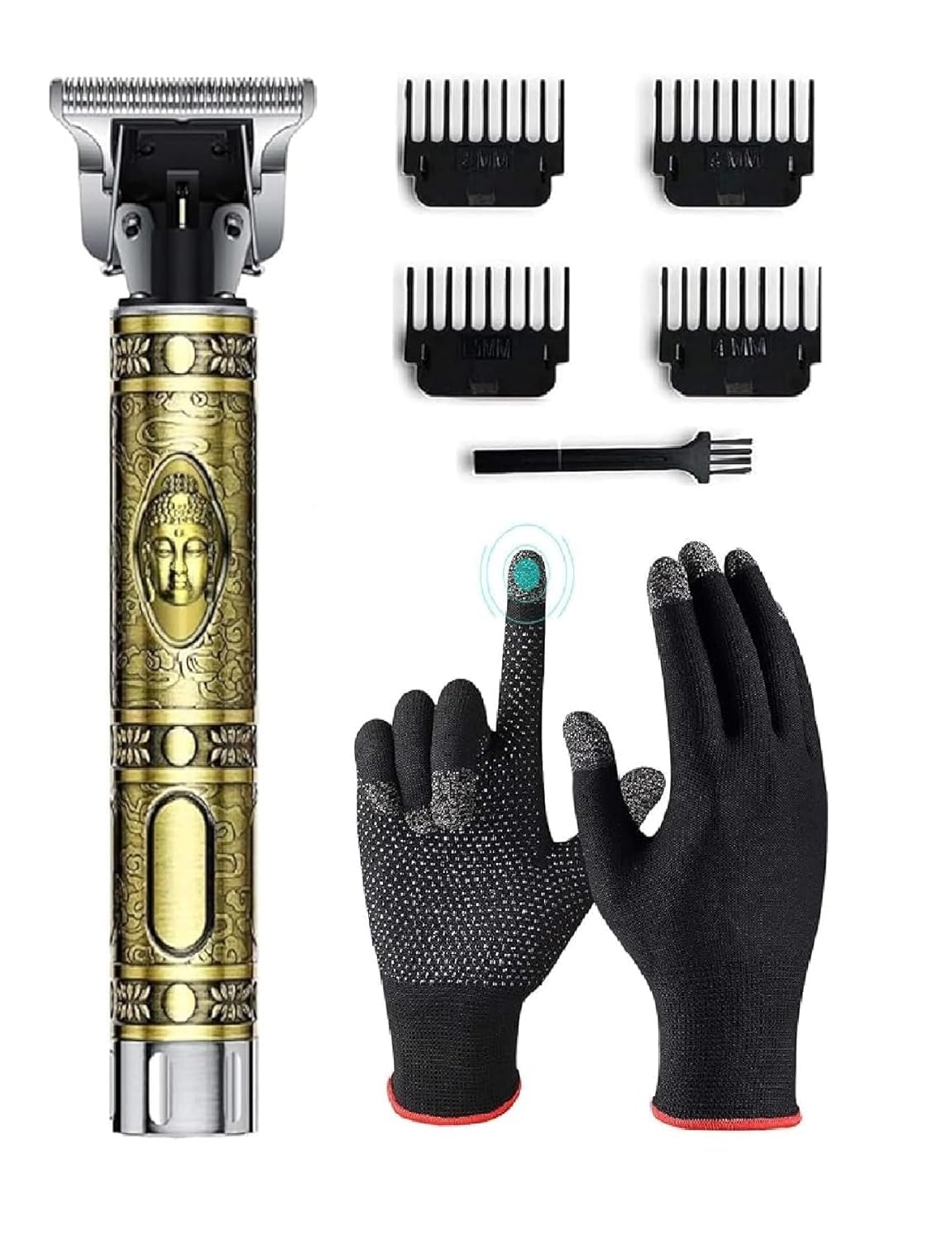 T9 Professional Hair Trimmer, Cordless, USB Rechargeable, Zero-Gap Clipper for Beard, Gold, with 4 Guide Combs and Scissor-image-25