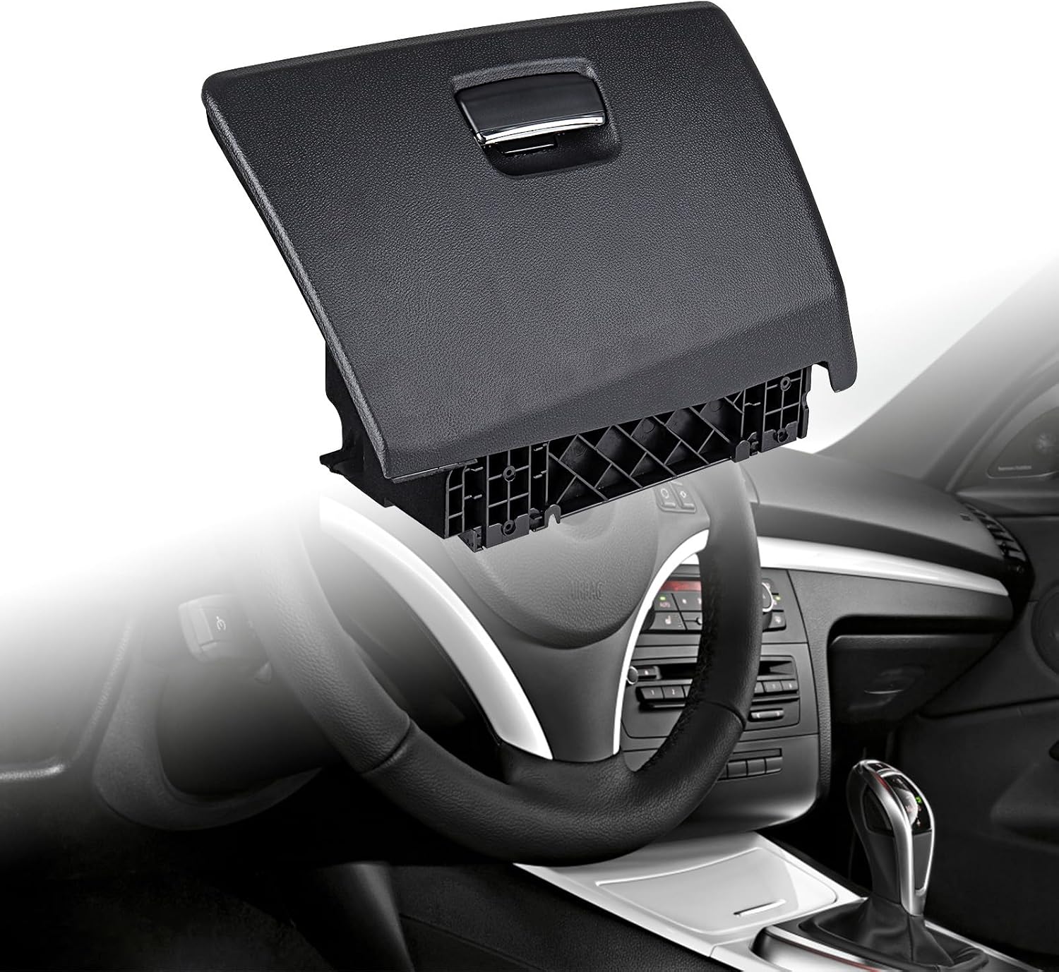 Glove Box Lid Matte Black Interior Compartment Lid Replacement for 2008-2012 BMW E81 E82 E87 E88 Facelift LHD | 51166982681, 51166982682, 5116LL107446, 51169121786, 6962620, 6982681, 9121786