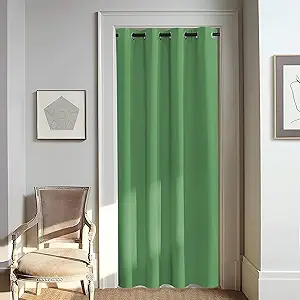 NICETOWN Door Curtain for Closet Doors 80 Inches Long 1 Panel, Blackout Doorway Curtain for Open Closet Bedroom, Room Divider Living Room for Privacy (Froest Green, 1 Panel, 46W x 80L)