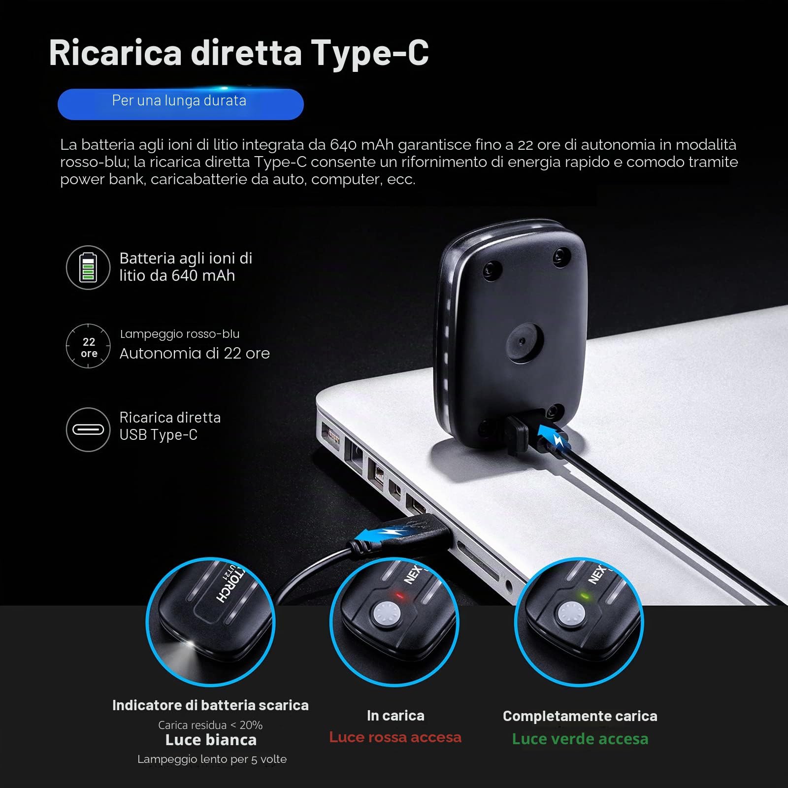 Nextorch Luci stroboscopiche di segnalazione a spalla a LED, ricaricabili, per polizia, con clip di sicurezza per soccorso all'aperto, indicazioni stradali, ciclismo, corsa notturna