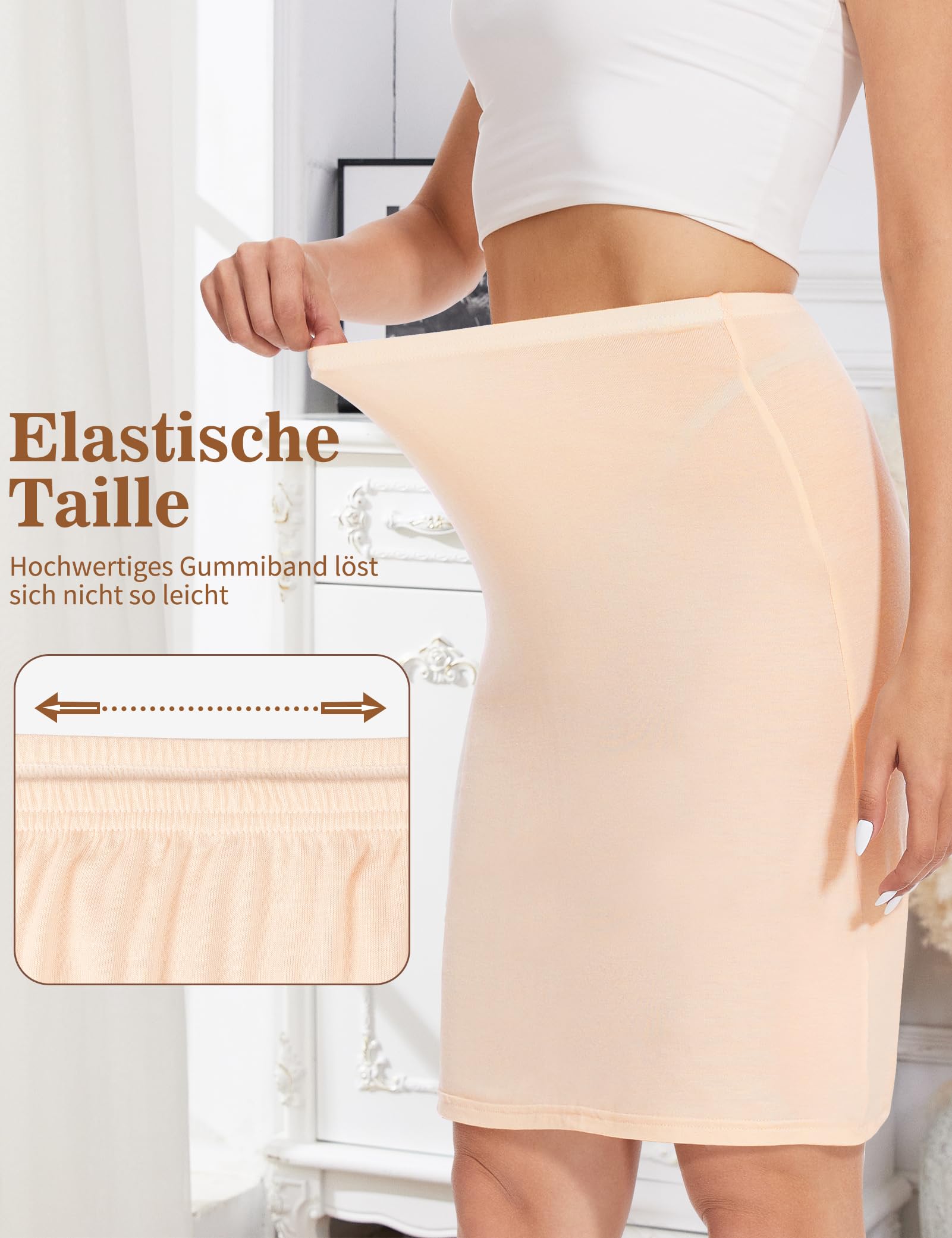 MELLIEX Unterrock Damen, 50cm Halbrock Ployster Weich Unterröcke Antistatisch Petticoat Unsichtbar Kleid Underskirt