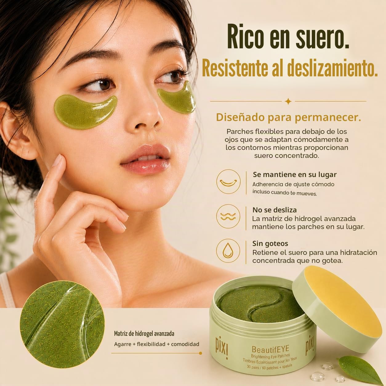 Pixi Beauty BeautifEYE Eye Patches | Parches Ojos Bolsas y Ojeras con Vitamina C, Licorine y Ginseng | Contorno de Ojos Parches de Hidrogel Iluminadores y Energizantes | 30 Pares (60 Unidades)