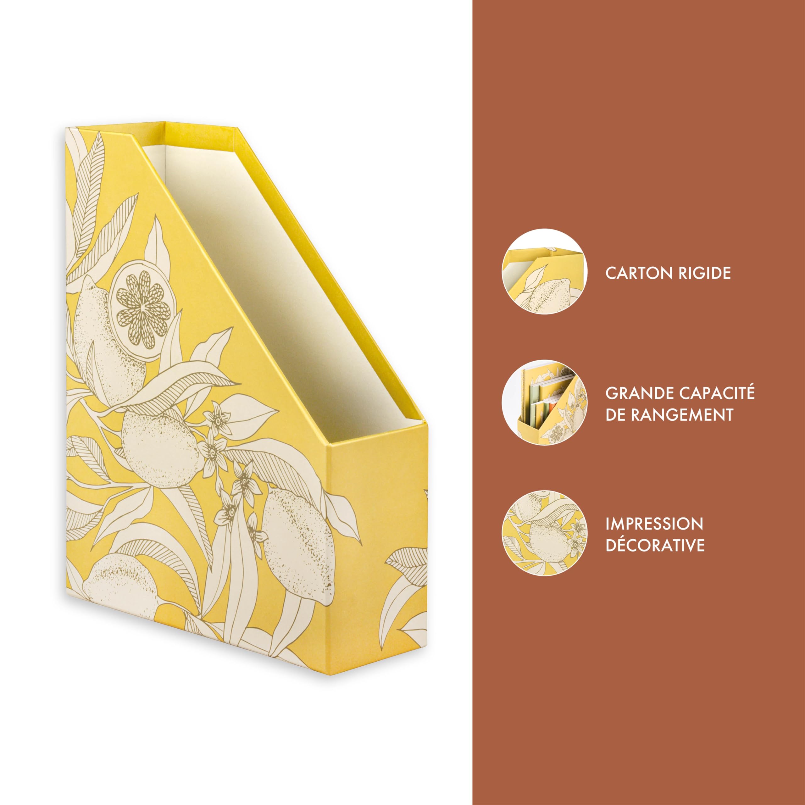 Clairefontaine Porte-Revue Fleurs de Citronnier Carton 25x10x32,5cm Jardin des Sens