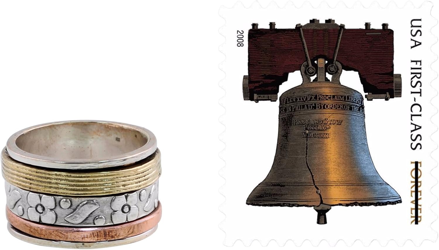 NOVICA Artisan Handmade .925 Sterling Silver Meditation Spinner Ring Copper Brass Indian Floral 'Floral Sheen'