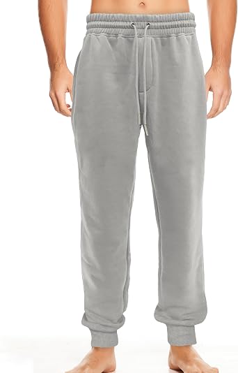 Elegant Comfort Casual Mens Cotton Fleece Jogger with Pockets - Comfortable Sweatpants for Men - Fleece Lounge Pants