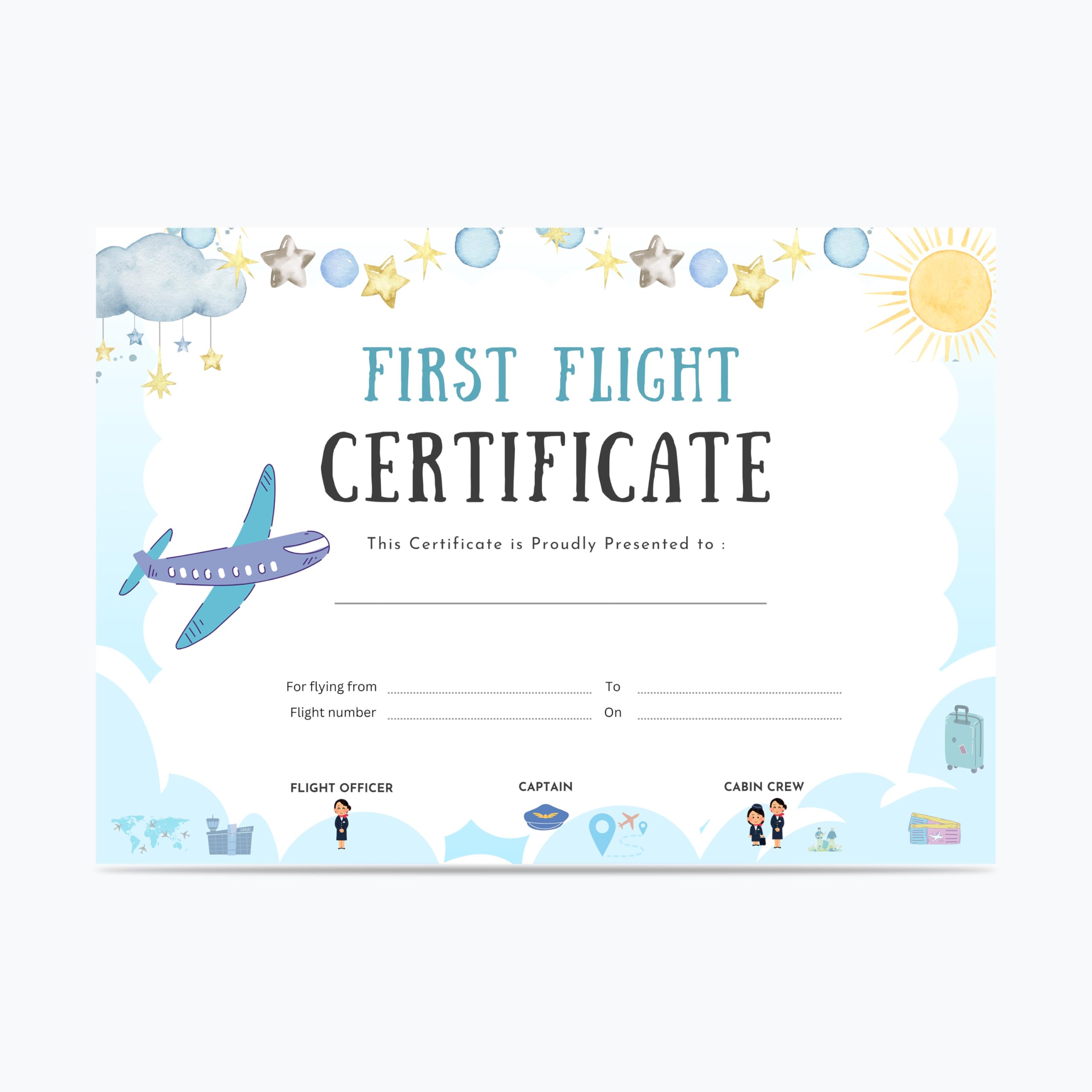 PaperO Baby First Flight Certificate | A5 Size (21 x 14.8 cm) | 300 GSM Premium Art Paper | First Air Travel Keepsake | Baby Travel Memory Certificate-image-7