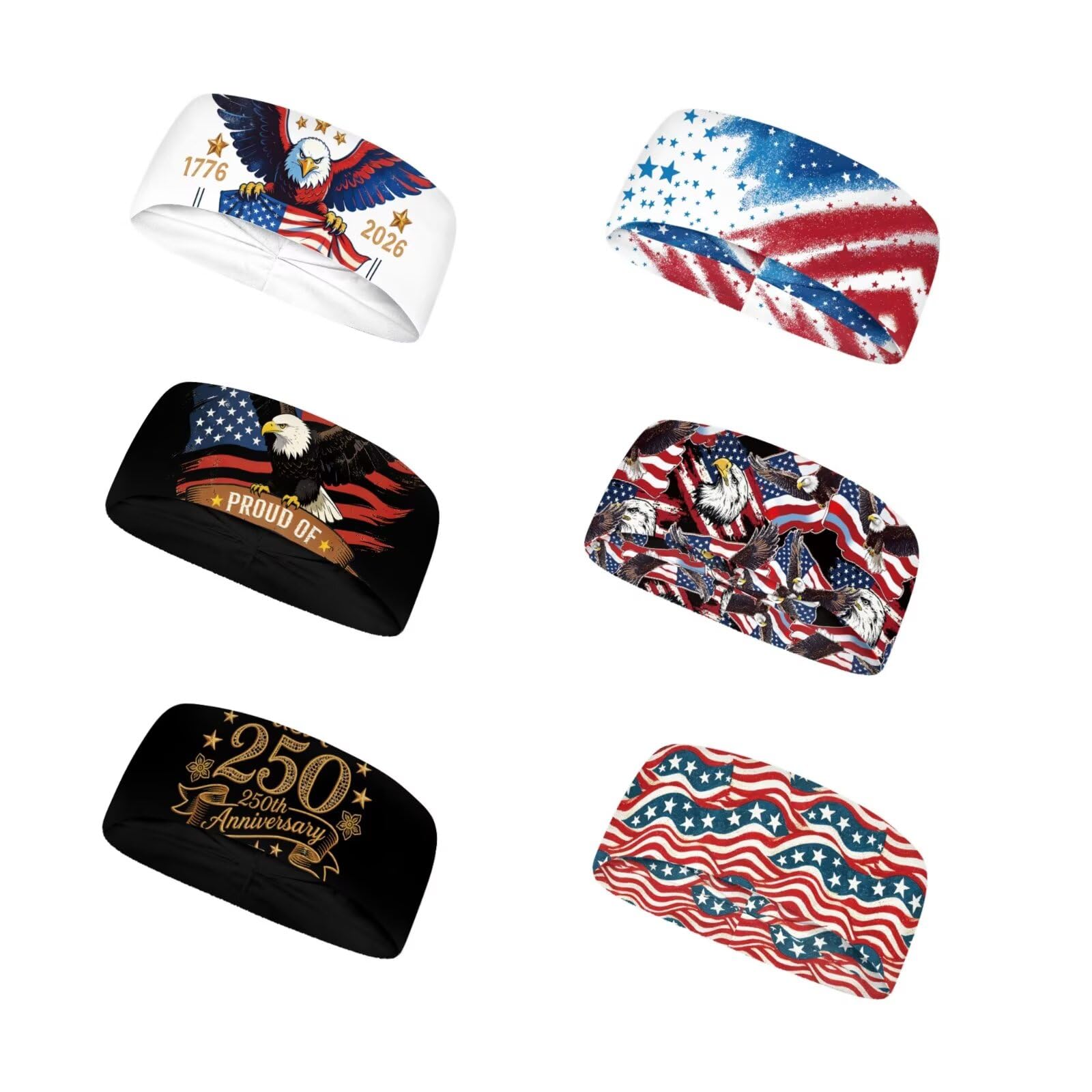 Forchrinse 6 PCS Sport Sweatband Headband for Women Men Soft Elasitc Headband Running Yoga Hair Bands