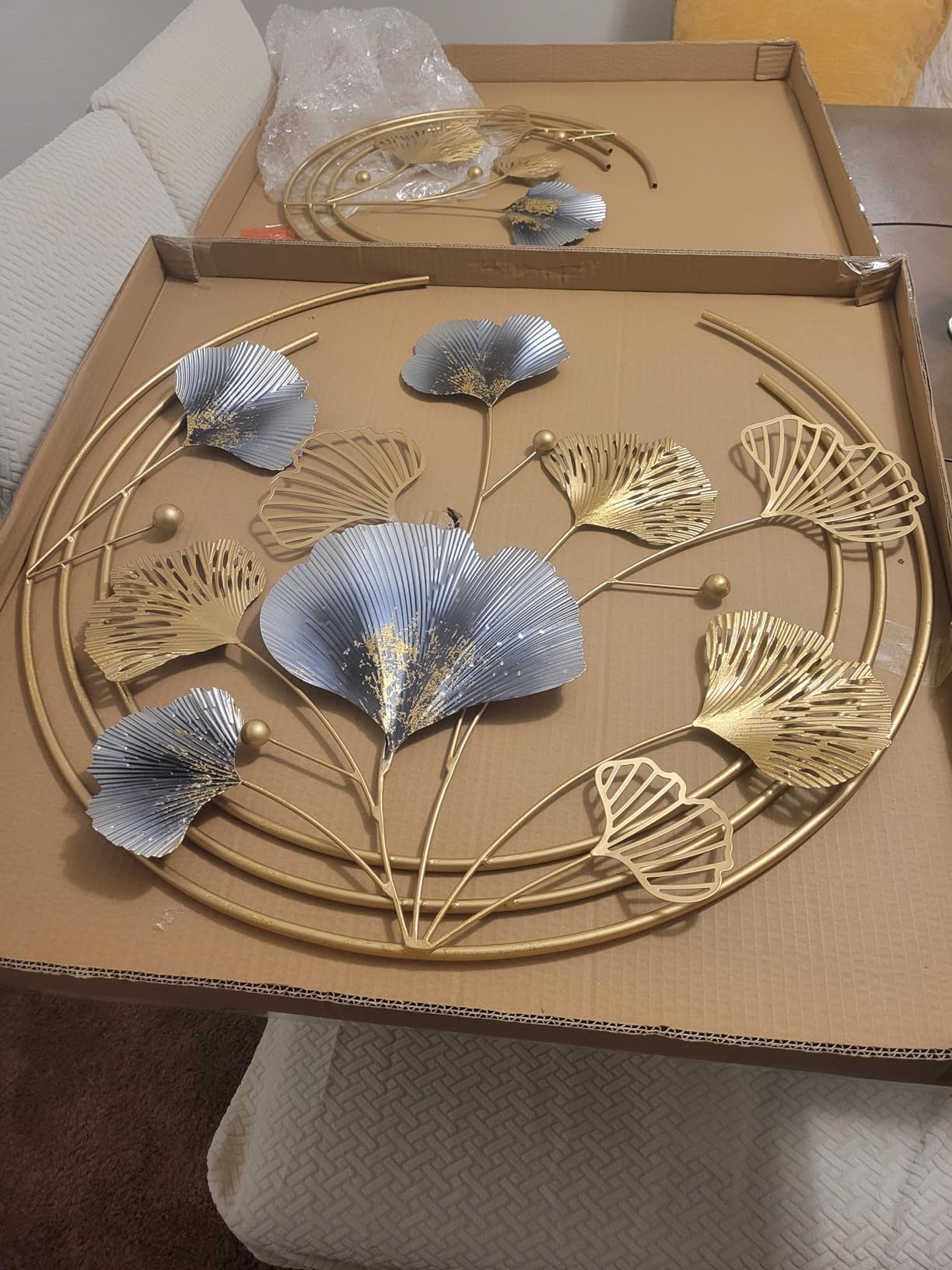 KILELI 3D Ginkgo Leaf Metal Wall Art HOME Decor Decorative Metal Wall ...