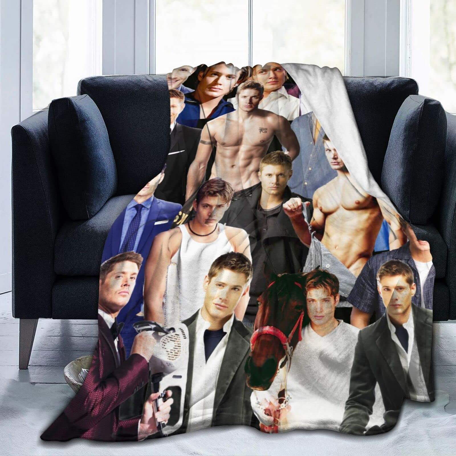 Suehome Blanket Jensen Ackles Soft and Comfortable Wool Fleece Throw Blankets for Sofa Office car Camping Yoga Travel Home Decoration Cozy Plush Beach Blanket Gift