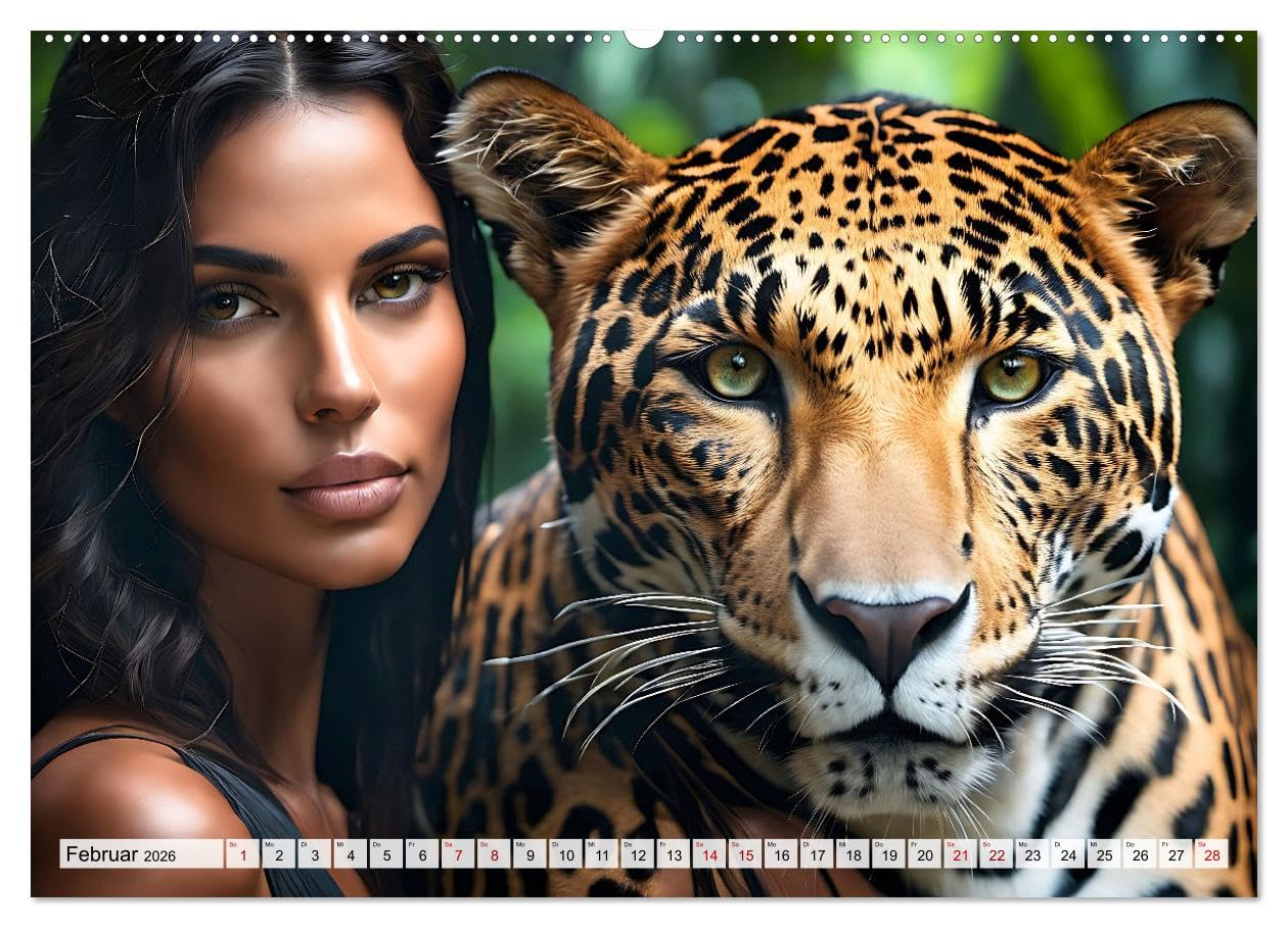 Raubtiere auf Kuschelkurs (hochwertiger Premium Wandkalender 2026 DIN A2 quer), Kunstdruck in Hochglanz: Traumhafte Bilder märchenhafter Begegnungen ... und kuscheligen Bären (CALVENDO Tiere)